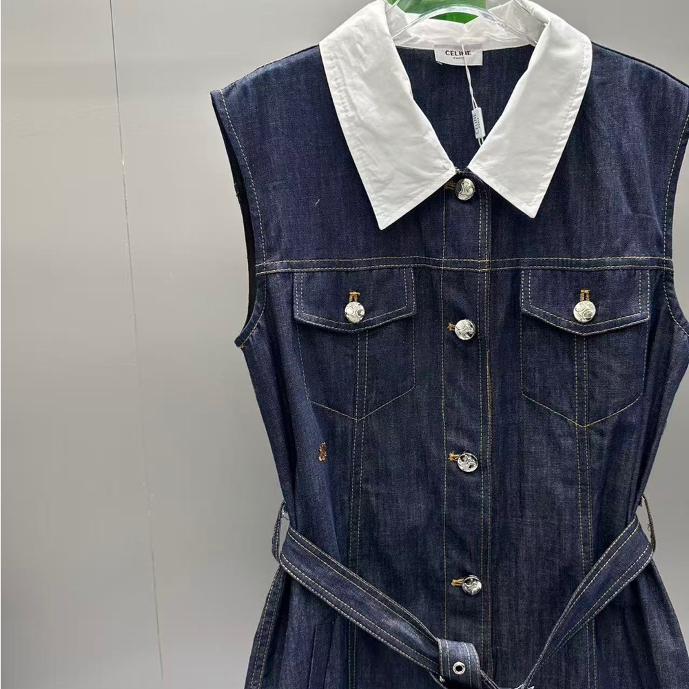 Celine embroidered denim dress - Picture 3 of 7